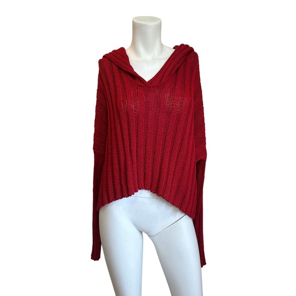 Ivan Grundhal Copenhagen Red knit Sweater with Hood sz S EUC - Picture 7 of 7